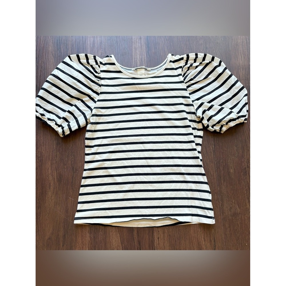 French Girl‎ Chic Dramatic Puff Sleeve Top Elastic Cuff Shirt XS Romantic